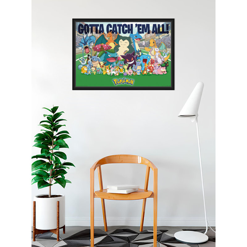 «ACHETER DE L'ART POUR MOINS» sous licence officielle «Pokemon - Gotta Catch Them All», affiche d'art encadrée - 24 x 36 po - cadre en bois d'ingénierie robuste avec verre plexi - prêt à être accroché