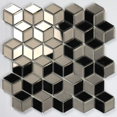 Carrelage mural de mosaïque décoratif en verre à bord droit et à losanges 1,625 po x 1,875 po Musico