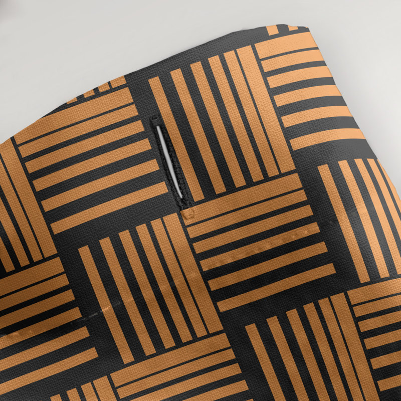 Rideau de douche simple basketweave rayures classic, Orange / Noir