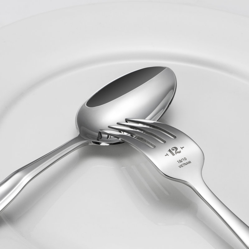 26-Piece Polished Stainless Steel Flatware Set with Beveled Edges