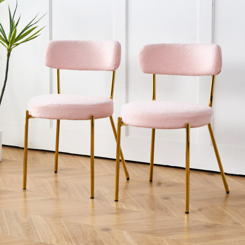 Ensemble de 2 chaises en métal pour salle à manger moderne, Rose, Doré