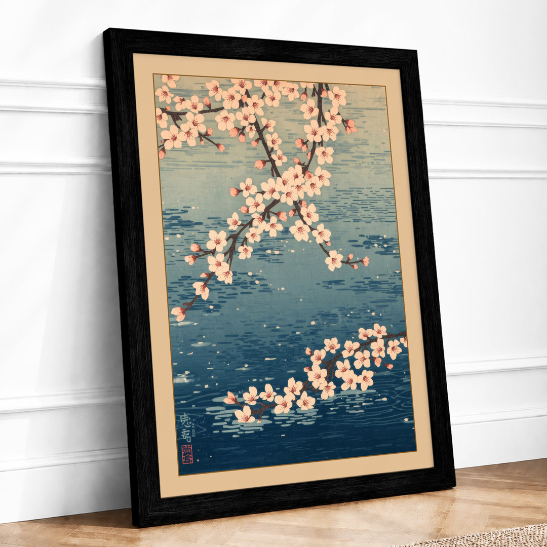 Moonlit Cherry Blossom Japandi - Framed Print
