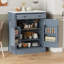 [Vidéo d'assemblage fournie] Garde-manger autoportant moderne, rangement de nourriture pour buffet, armoire à café avec tiroir, 2 tablettes réglables et 2 tablettes de porte pour la salle à manger, cuisine, gris