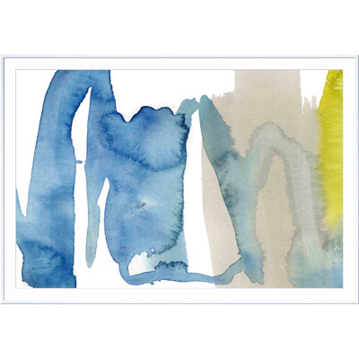«Indigo and Citron I» par Jennifer Goldberger - peinture encadrée