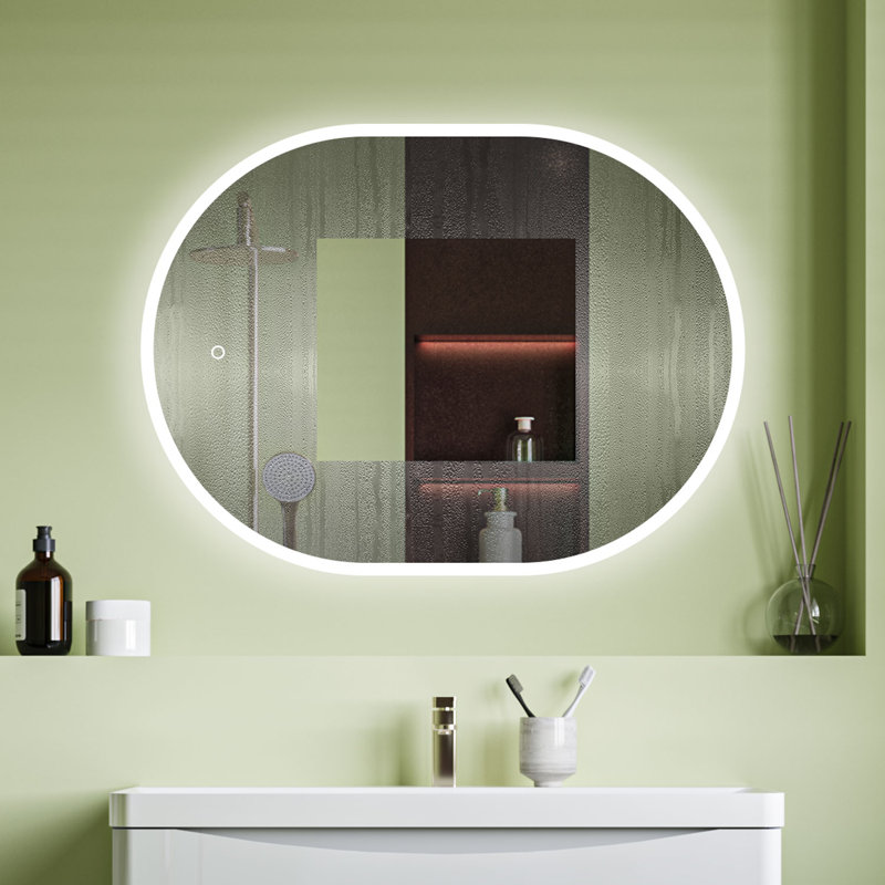 Icarus Oval LED Bathroom Mirror with Demister Pad Touch Control Wall Mounted, 60 cm x 80 cm