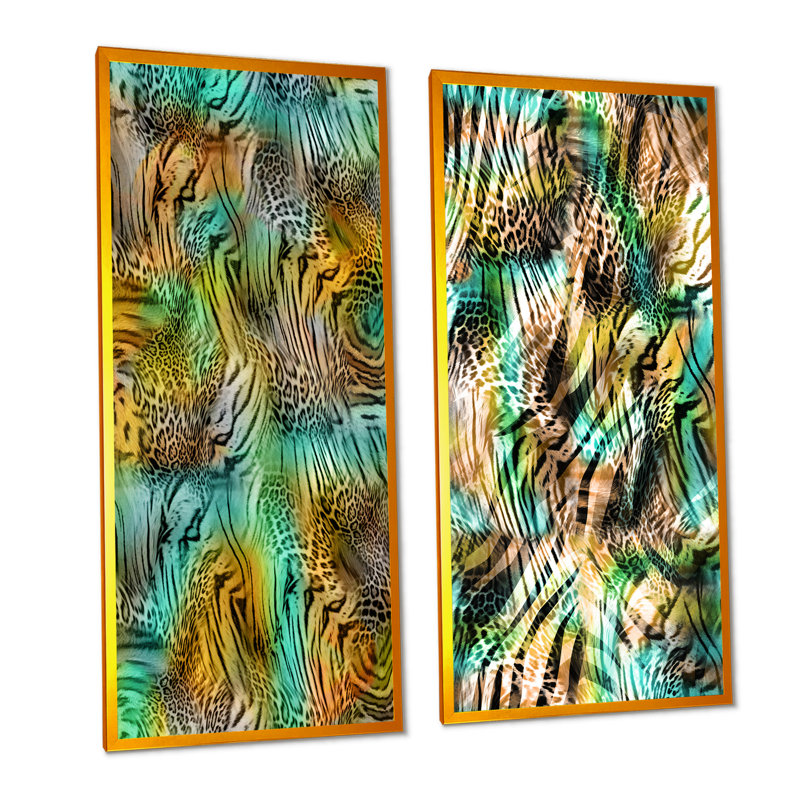 «Leopard and Tiger X», ensemble de 2 photographies sur toile, H 32 po x l 32 po x P 1 po, Cadre photo doré
