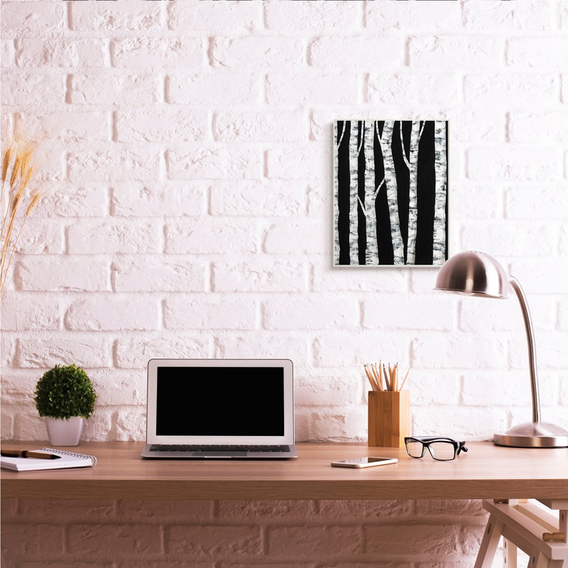 «Black Forest Modern Birch Trees» par Ruth Fromstein - impression, Plaque murale, H 19 po x l 13 po