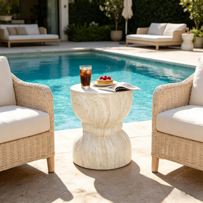 Table d'appoint en sablier Faux Travertine