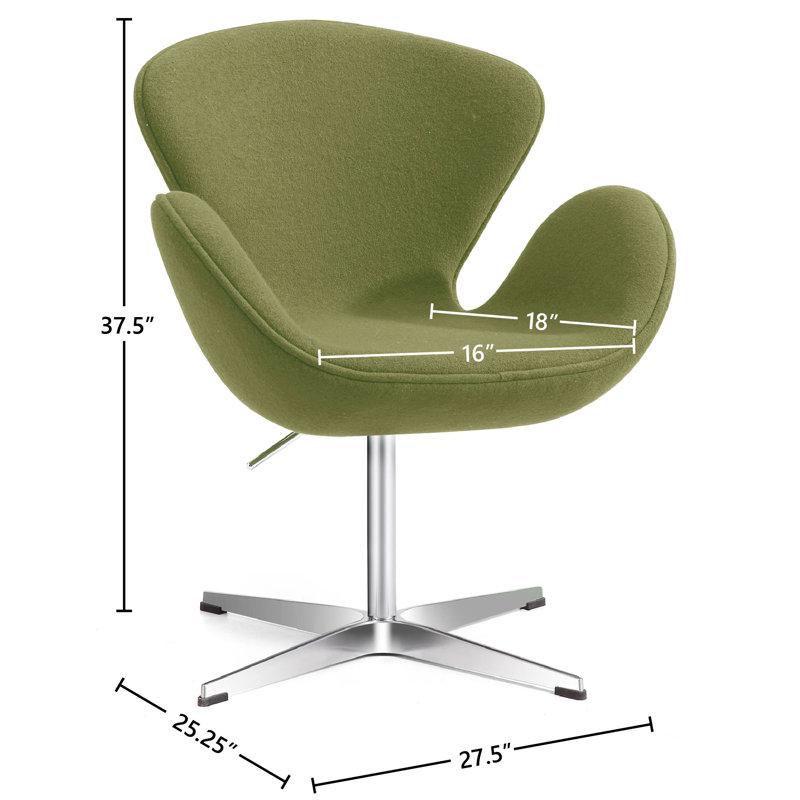Fauteuil de bureau pivotant rembourré Iasos, Laine vert herbe
