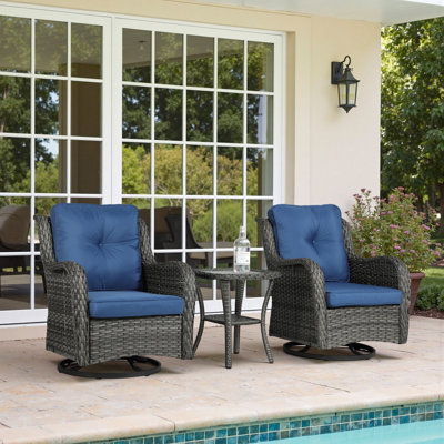 Ensemble de conversation extérieur en osier 2 personnes avec coussins pour terrasse, porche, jardin Mapleview