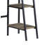 Bureau d'écriture rustique en chêne et noir à 2 tablettes avec base en forme de H