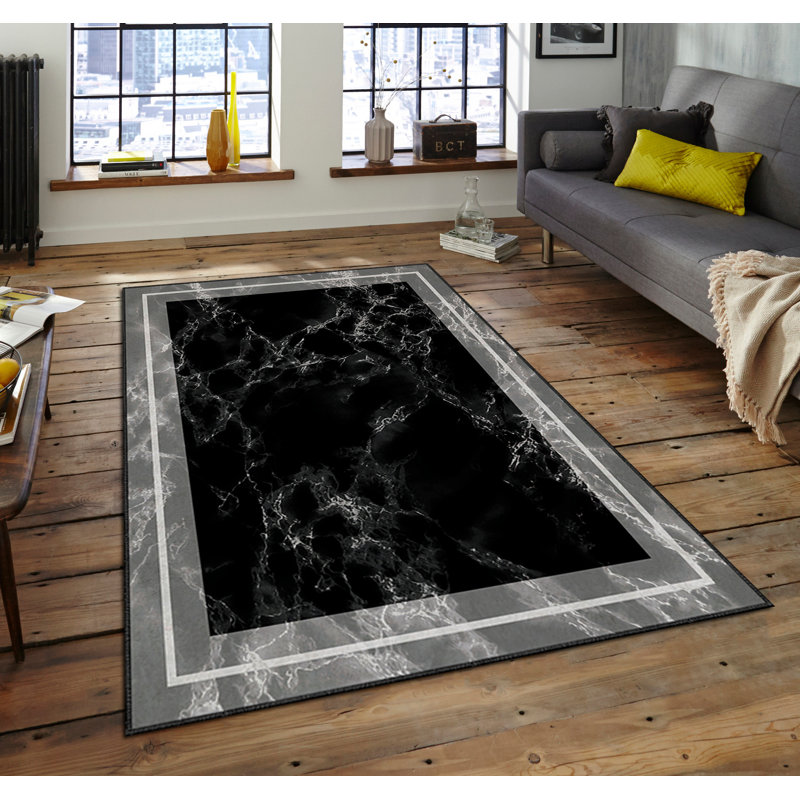 Luxurious Area Rug, 100% Polyester, 5.9 x 9.2 Feet | 740 g/m² Weight, Non-Slip Felt Dot Underside, Easy Clean Velvet Fabric, 0.08 in Pile Height | Machine Washable, Perfect for Living Room & Bedroom Décor