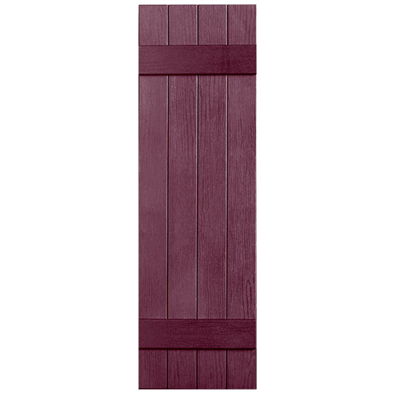 Paire de volets en vinyle fermés à deux lattes et quatre planches, 27", Bordeaux