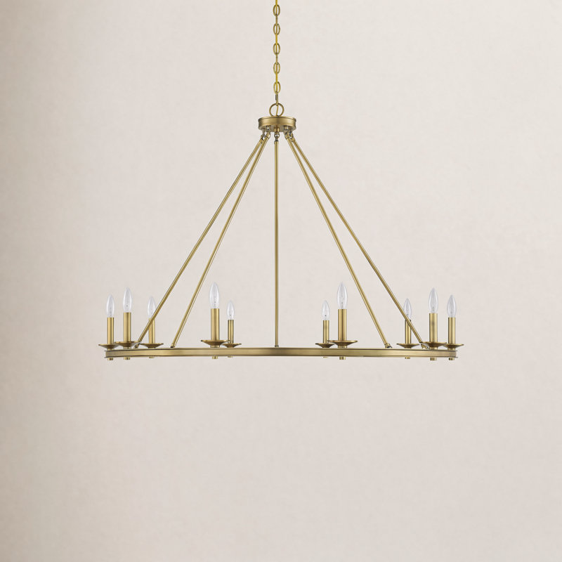 Poynor 10-Light Chandelier, Laiton chaleureux