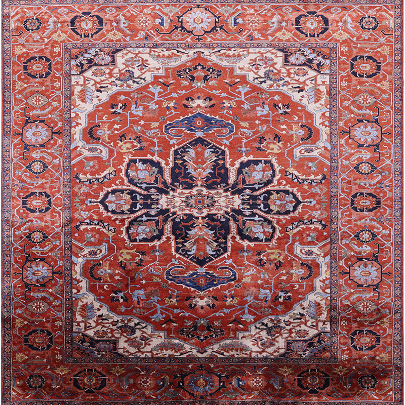 Tapis brun à motif oriental, Carré 6 pi