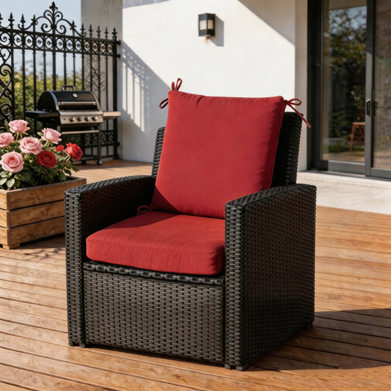 Coussins de chaise d'extérieur 18 po x 36 po x 3,15 po (ensemble de 4), coussin de patio en mousse viscoélastique avec bord en cascade