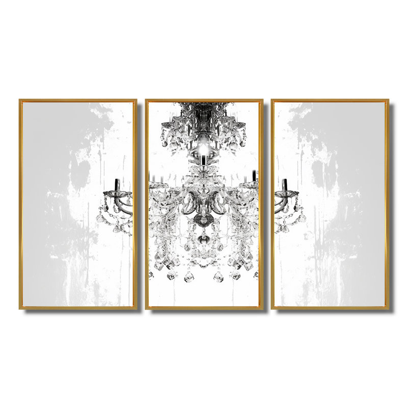 Epineux - Ensemble d'impressions murales lustre Glam, Cadre flottant doré, H 40 po x l 60 po x P 1 po