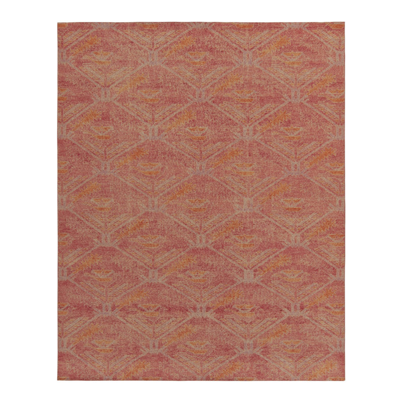 Distressed Homage Hand Knotted Wool Geometric Area Rug, Rectangle 8' x 10'