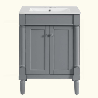 Meuble-lavabo avec lavabo supérieur, meuble de rangement moderne à 2 niveaux, meuble-lavabo simple, grandes tablettes de rangement