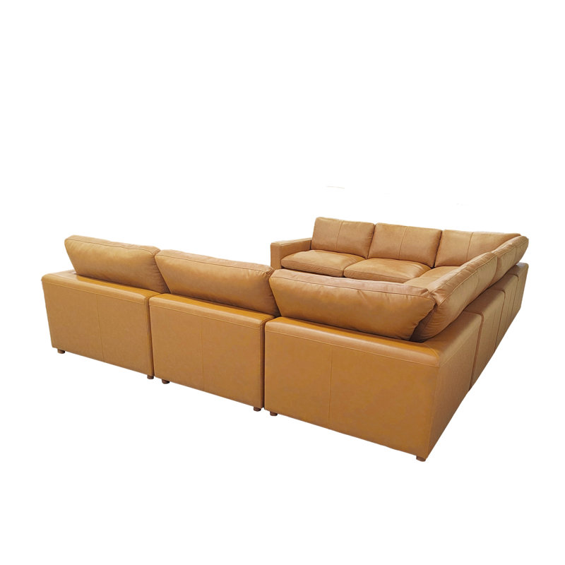 Canapé modulaire en cuir rembourré, Gingembre gingembre