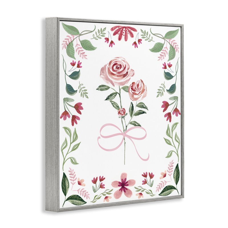 Giclée encadrée de délicates roses, design par Kristen Brockmon, H 14 po x l 11 po, Estampe numérique Farmhouse