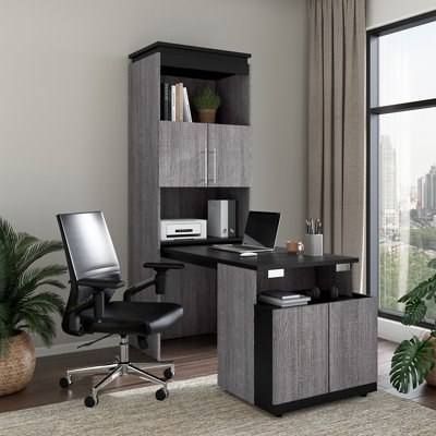 Ailed 30W Shelving Unit With Fold-Out Desk