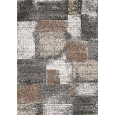 7' X 10' Gray Brown And Ivory Abstract Area Rug