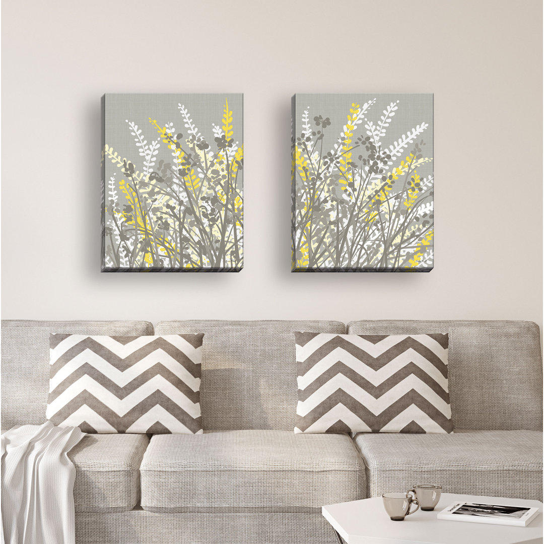 " White And Yellow Floral Meadow " by Kris Ruff 2 - Pieces Red Barrel Studio®