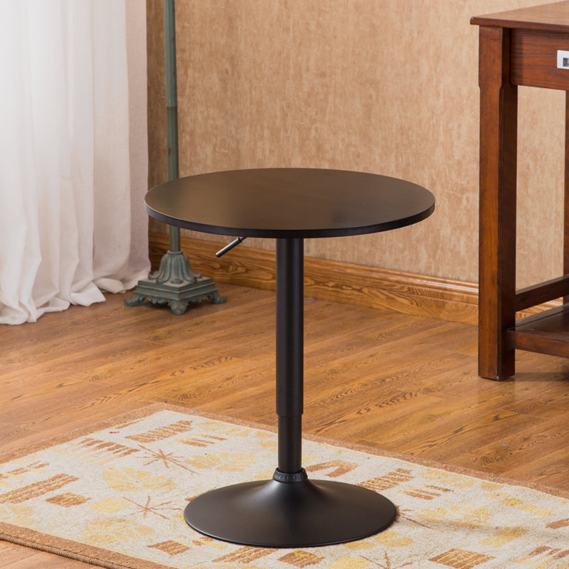 Table de bout à hauteur réglable en métal avec plateau en métal Latéral Latéral, H 36 po x l 24 po x P 24 po, Noir, Noir