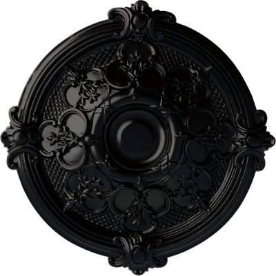 Médaillon de plafond Endurathane Hamilton, DE 17 3/8 po x P 1 3/4 po (convient aux auvents jusqu'à 3 3/4 po), fini noir de jais peint à la main