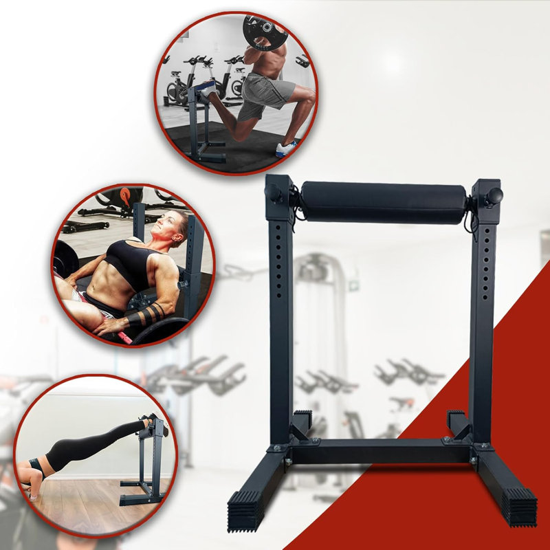 Aptliton Adjustable Bulgarian Split Squat Stand, Steel Leg Training Bench, Red/Black, Black