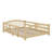 Full Size Floor Bed With Slats And Safety Guardrails, Wood Floor Bed Frame With Fence-2115228424