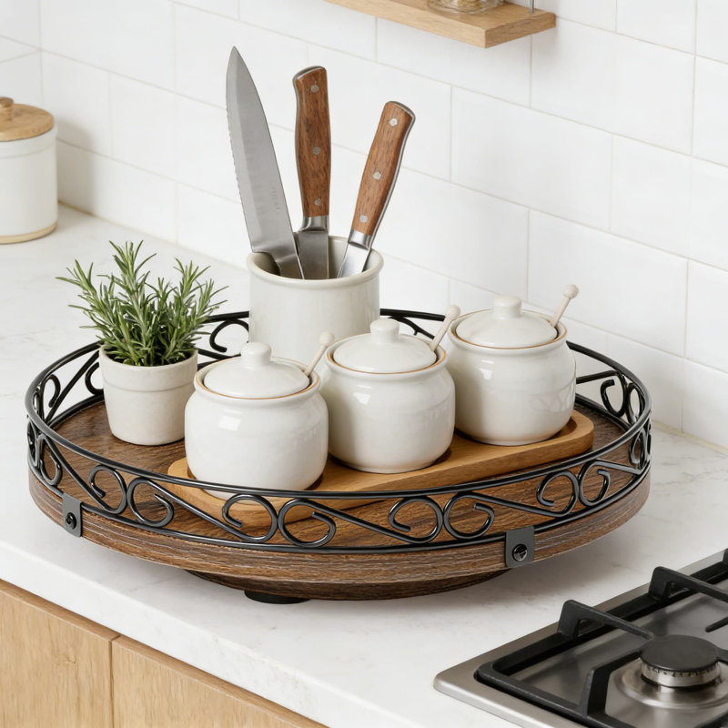 Plateau tournant Lazy Susan, Noyer