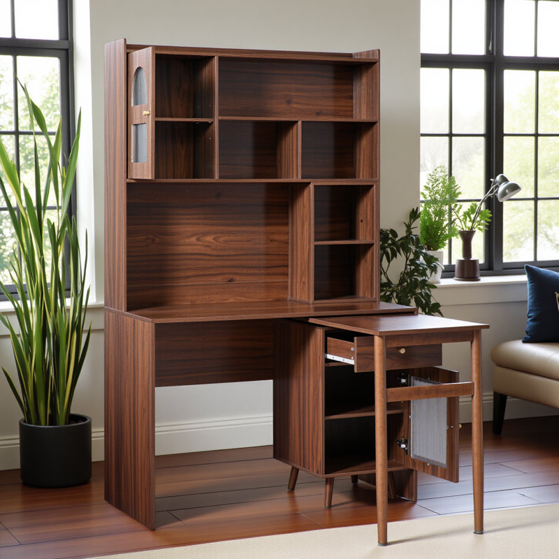 Bureau d'ordinateur avec bureau rotatif à 90 degrés, bureau de 43 po x 70 po avec tiroir de rangement et armoires, bureau de jeu avec tablettes, bureau d'écriture pour bureau, bureau de travail pour la maison