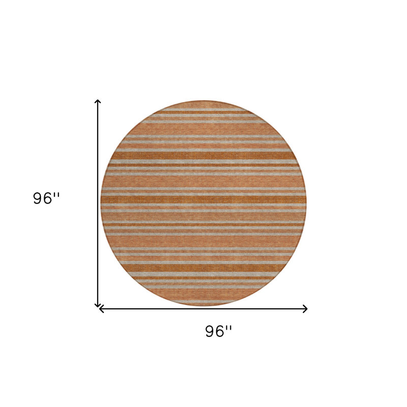 Tapis extérieur rond lavable antidérapant 8 pi beige et orange