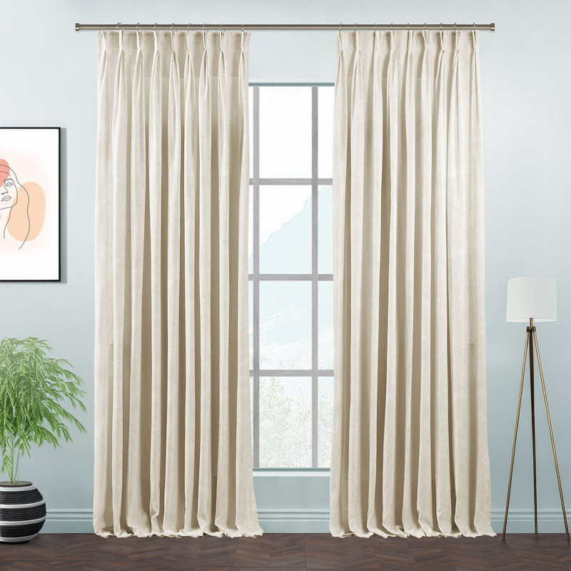 Room Darkening Single Curtain Panel, Cream-Beige, 130 W x 295 D cm