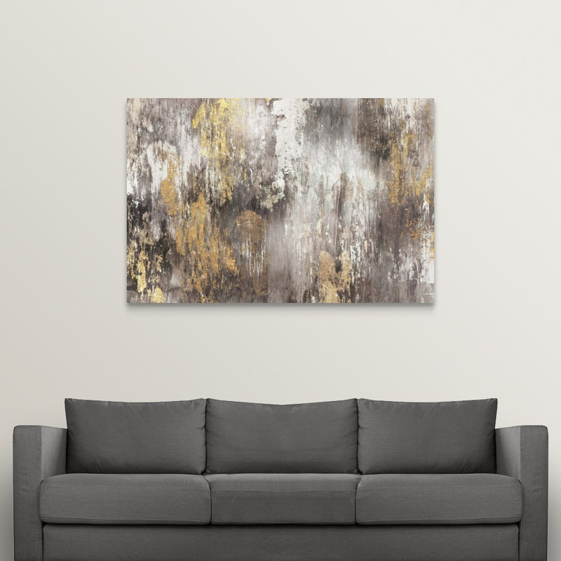 « Gold Ikat » Kaysen - impression, H 32 po x l 48 po x 1,5 po, Toile