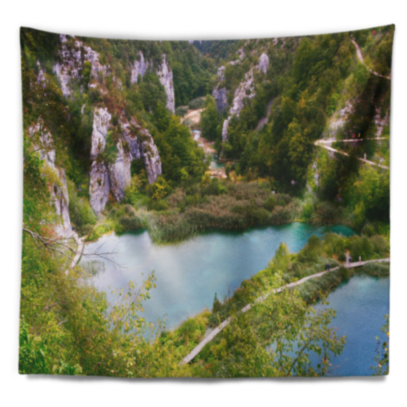 Tapisserie de polyester de plitvice longues avec accessoires suspendus inclus, H 50 po x l 60 po