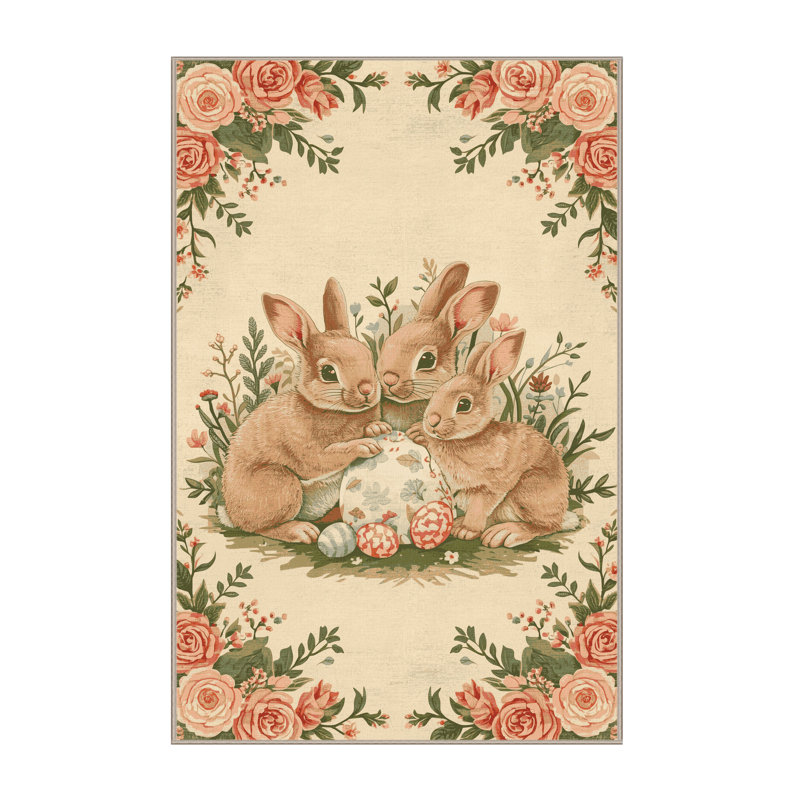 Tapis beige moderne et contemporain lavable à la machine Ahart, 5 x 7
