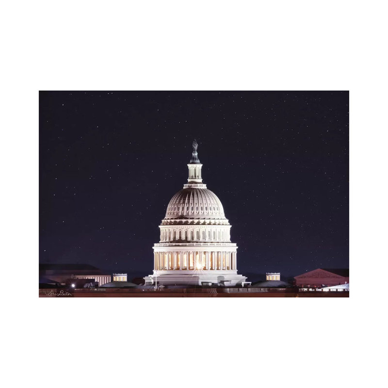 US Capital At Night by Lori Deiter - Wrapped Canvas Print, 20.32 cm H x 30.48 cm W