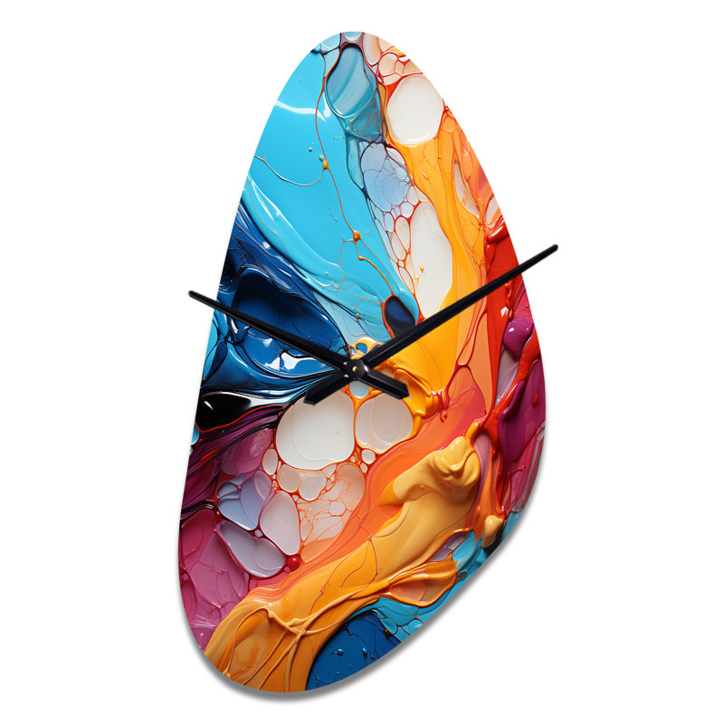 Horloge murale asymétrique en métal bleu sarcelle - fractale symétrique - fractale, Grand