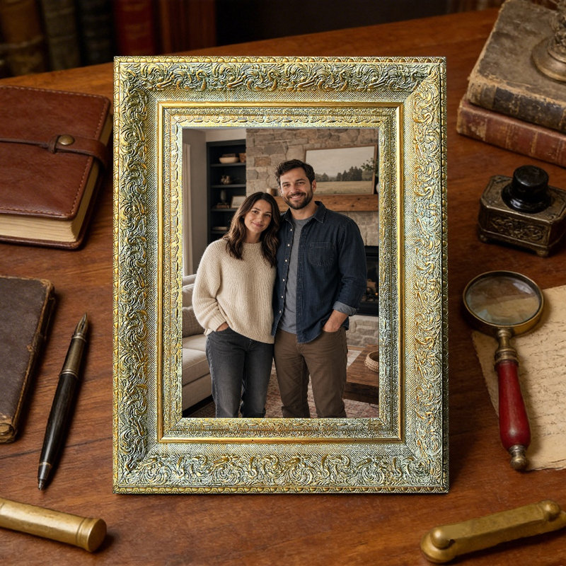 Antique Gold 1PC 11" x 14" Polished Picture Frame with Tabletop Stand and Wall Hooks, 11" W x 14" H, Antique Gold, 1