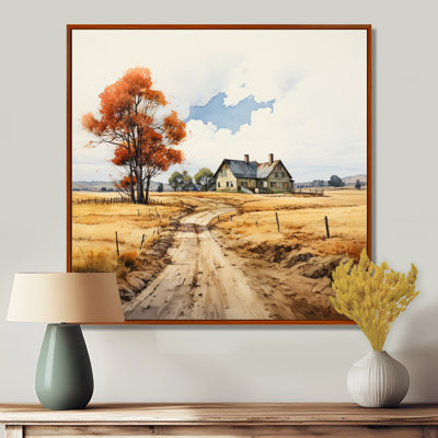Rustic Country House Autumn Road - paysage, art mural