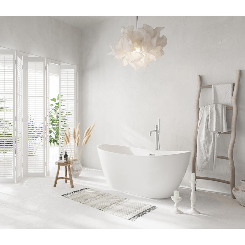 Ardis 54'' x 29'' Soaking Acrylic Bathtub, Brushed Nickel