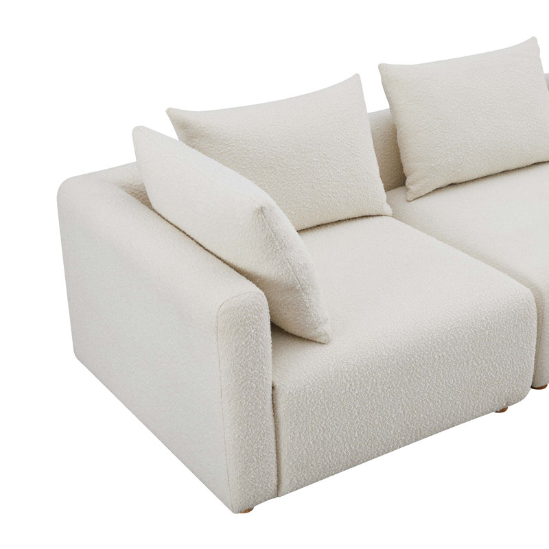 Canapé modulaire en L 5 pièces Tov Furniture, Crème Boucle, Tanné
