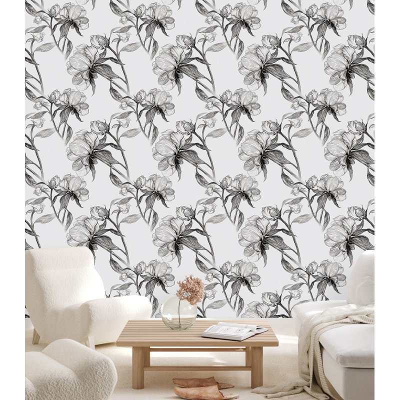 Peel & Stick Floral Tile, 2.08' W x 10.42' L