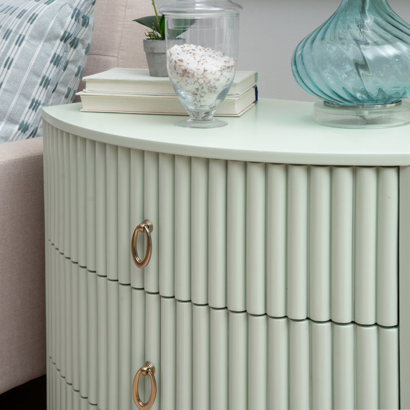 Chantel 3 Drawer Nightstand White, Green