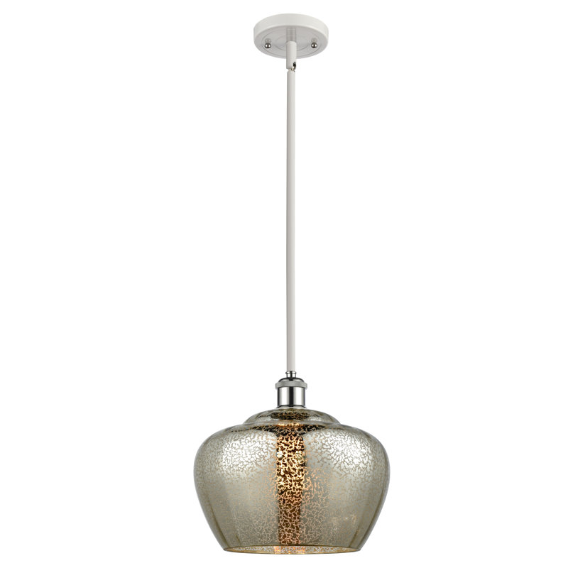 Ballston Fenton 11" - 1 Light 11" Mini Pendant, No Bulb Included, White, Mercury