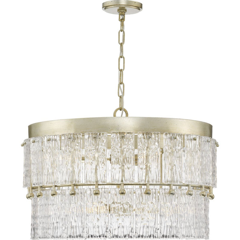 Chevall 6 - Light Dimmable Tiered Chandelier, Gilded Silver