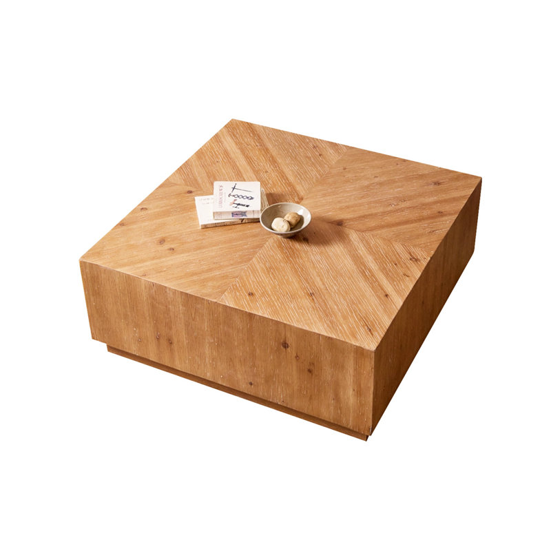 Modern Burlywood Solid Wood Square Coffee Table